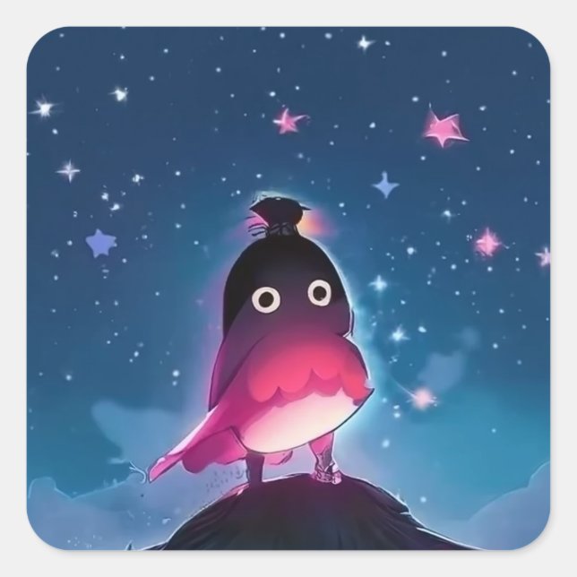 Pegatina Cuadrada Bird Boy (Anverso)