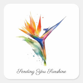 Pegatina Cuadrada Bird of Paradise Watercolor, custom