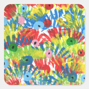 Pegatina Cuadrada Bird Tail Feathers original Arte abstracto