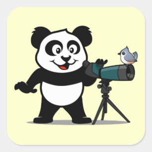 Pegatina Cuadrada Birding Panda