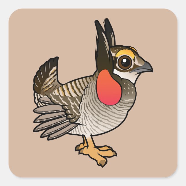 Pegatina Cuadrada Birdorable Lesser Prairie-Chicken (Anverso)