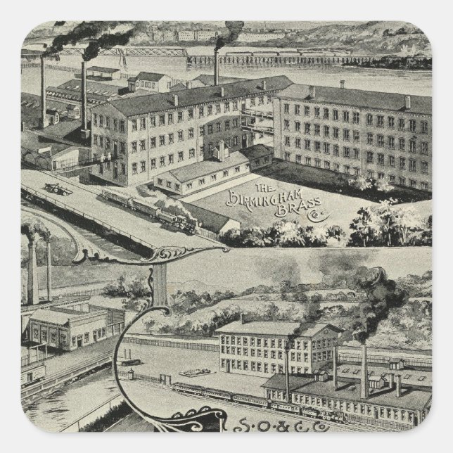 Pegatina Cuadrada Birmingham Brass Co (Anverso)