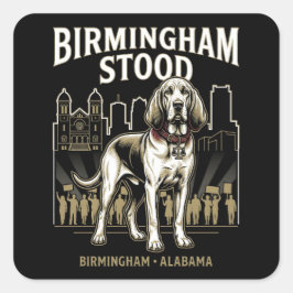Pegatina Cuadrada Birmingham Stood Bloodhound Civil Rights Heritage 