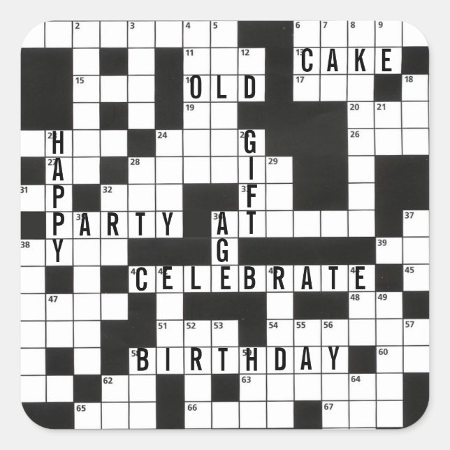Pegatina Cuadrada Birthday Crossword Puzzle (Anverso)