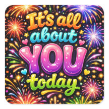 Birthday Neon Fireworks On Black