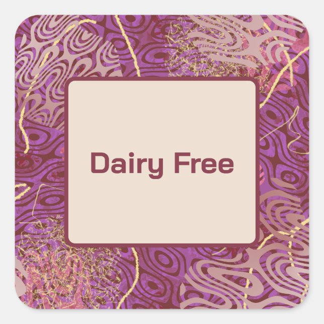 Pegatina Cuadrada Birthday Party Dietary Requirement Dairy Free (Anverso)