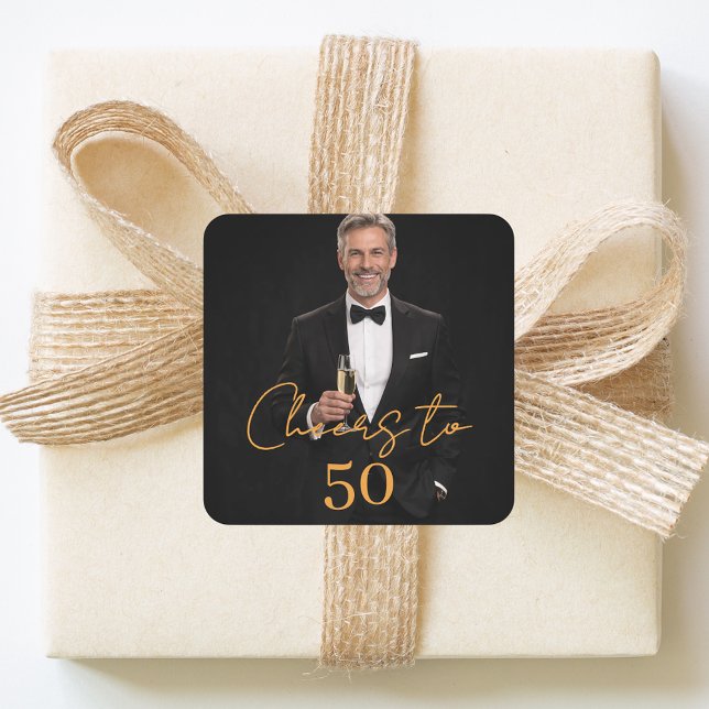 Pegatina Cuadrada Birthday party photo cheers gold (Subido por el creador)