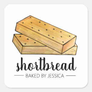 Pegatina Cuadrada Biscutas de pan corto escocés caseras horneadas po