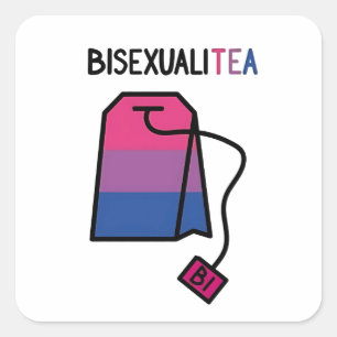 Pegatina Cuadrada BisexualiTEA Bi Orgullo Bandera Té Bisexual