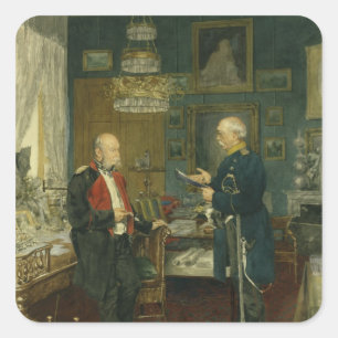 Pegatina Cuadrada Bismarck con el emperador Wilhelm I