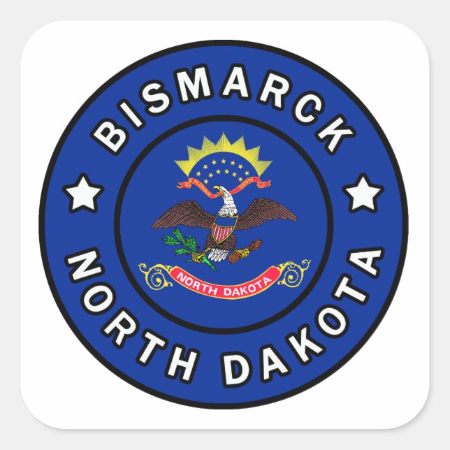 Pegatina Cuadrada Bismarck Dakota del Norte (Anverso)