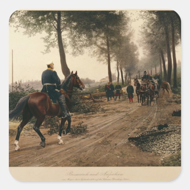 Pegatina Cuadrada Bismarck y Napoleón (Anverso)