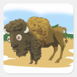 Pegatina Cuadrada Bison o Búfalo Americanos
