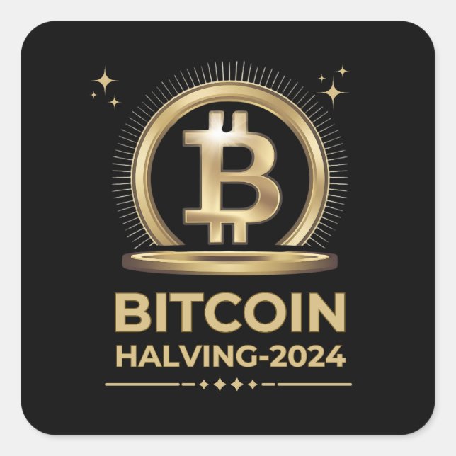 Pegatina Cuadrada BITCOIN HALVING 2024 Crypto Digital Currency (Anverso)