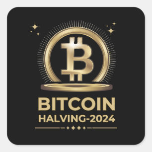 Pegatina Cuadrada BITCOIN HALVING 2024 Crypto Digital Currency