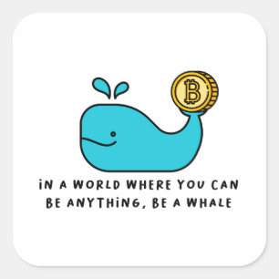 Pegatina Cuadrada Bitcoin Whale Crypto Investor & BTC Trading Design