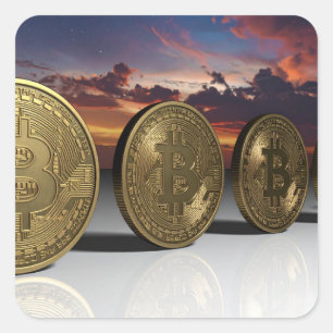 Pegatina Cuadrada Bitcoins