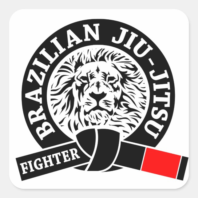 Pegatina Cuadrada BJJ - Jiu brasileño - Jitsu (Anverso)