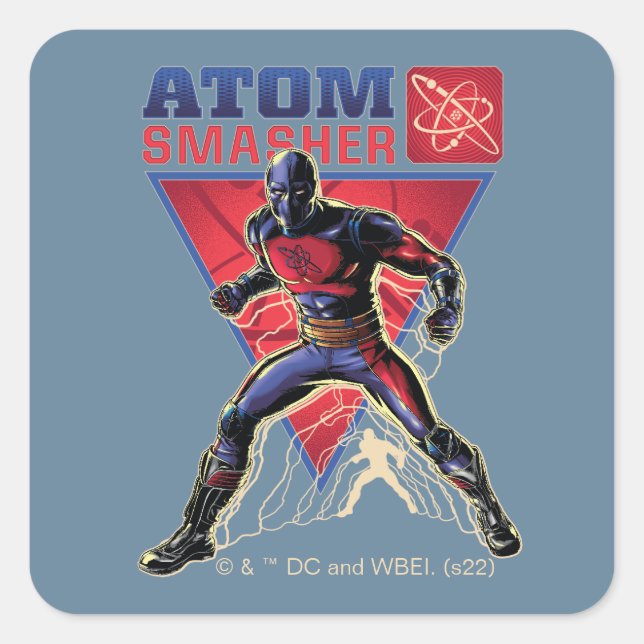 Pegatina Cuadrada Black Adam | Gráfico de Personaje de Atom Smasher (Anverso)