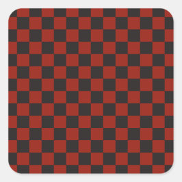 Pegatina Cuadrada Black and Deep red checkerboard pattern