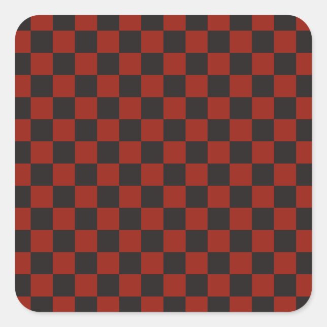 Pegatina Cuadrada Black and Deep red checkerboard pattern (Anverso)