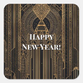 Pegatina Cuadrada Black and Gold Art Deco