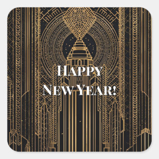 Pegatina Cuadrada Black and Gold Art Deco