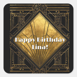 Pegatina Cuadrada Black and Gold Art Deco Paper Napkins