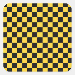 Pegatina Cuadrada Black and gold checkerboard pattern