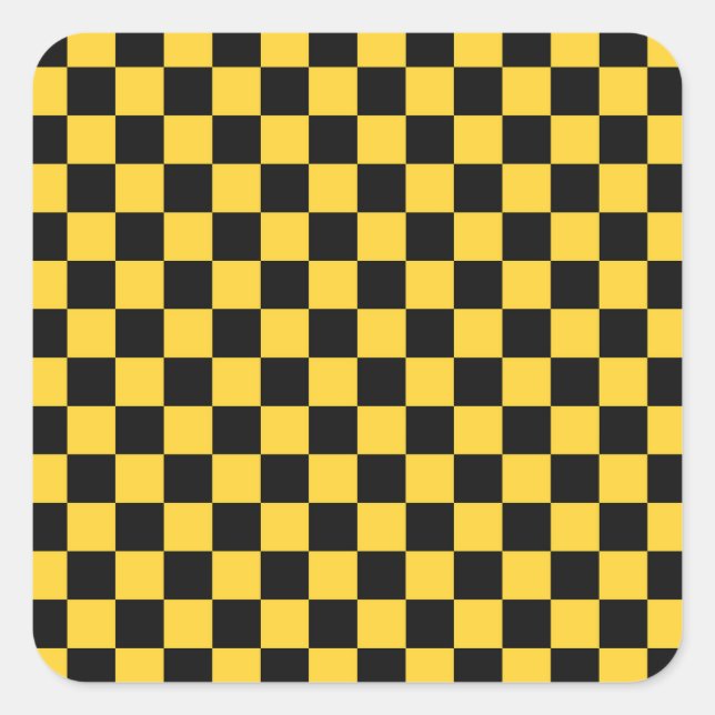 Pegatina Cuadrada Black and gold checkerboard pattern (Anverso)