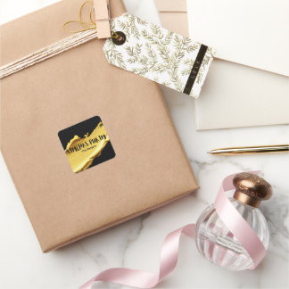 Pegatina Cuadrada Black and gold Purim Label