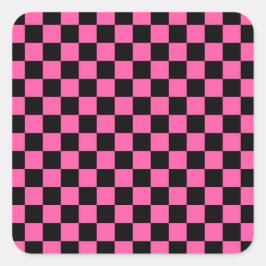 Pegatina Cuadrada Black and pink checkerboard pattern