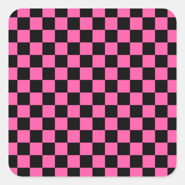 Pegatina Cuadrada Black and pink checkerboard pattern (Anverso)