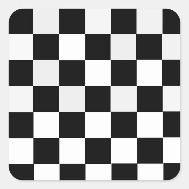 Pegatina Cuadrada Black and White Checkered (Anverso)