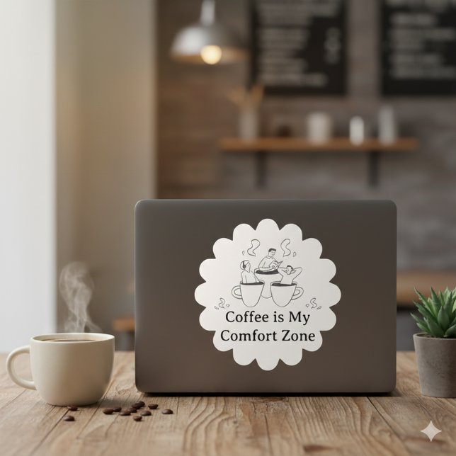 Pegatina Cuadrada Black and White Coffee Comfort Zone Sticker (Black and White Coffee Comfort Zone Sticker)