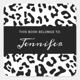 Pegatina Cuadrada Black and White Leopardo Spot