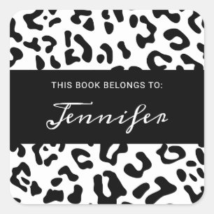 Pegatina Cuadrada Black and White Leopardo Spot