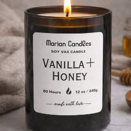 Pegatina Cuadrada Black and white Script Personalized Candle Label