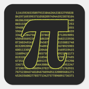 Pegatina Cuadrada Black And Yellow Happy Pi Day 3.14
