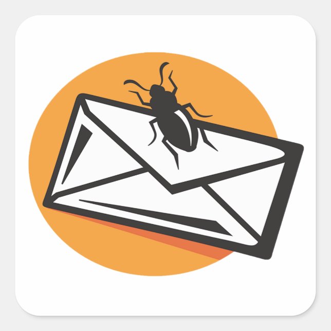 Pegatina Cuadrada Black Beetle Insect on Envelope (Anverso)