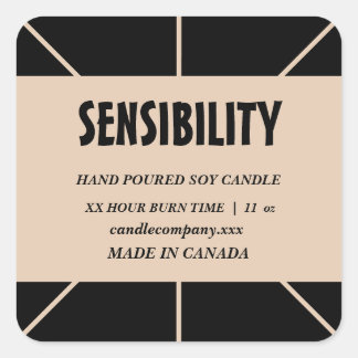 Pegatina Cuadrada Black Beige Candle Product  Square Sticker