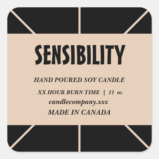 Pegatina Cuadrada Black Beige Candle Product  Square Sticker (Anverso)