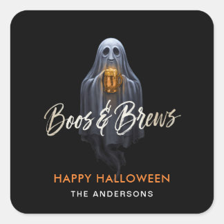Pegatina Cuadrada Black Boos & Brews Fantasma Halloween
