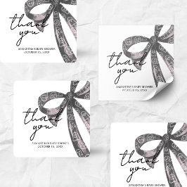 Pegatina Cuadrada Black Bow Halloween Baby Shower