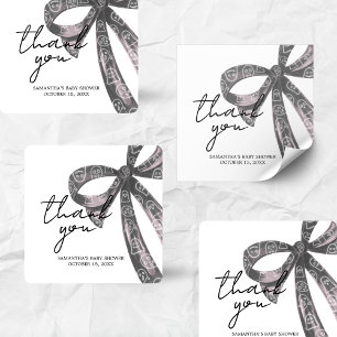 Pegatina Cuadrada Black Bow Halloween Baby Shower