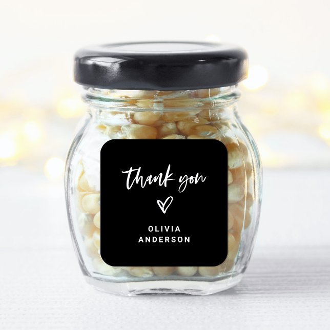 Pegatina Cuadrada Black Casual Script and Heart | Branding Gracias (Subido por el creador)