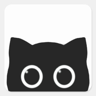 Pegatina Cuadrada Black Cat Peeking Sticker