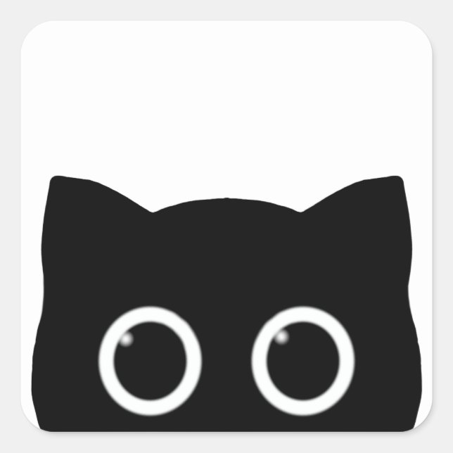 Pegatina Cuadrada Black Cat Peeking Sticker (Anverso)