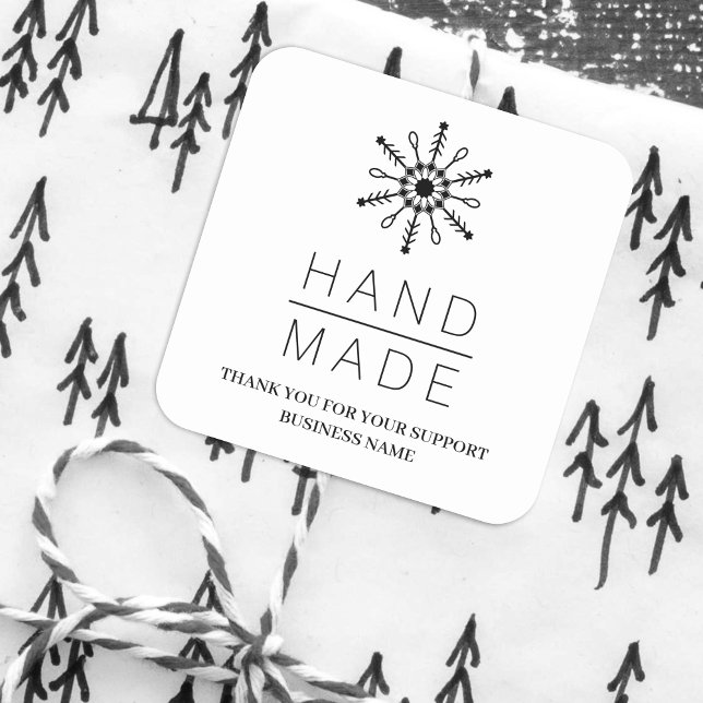 Pegatina Cuadrada  Black Christmas Modern Snowflake for Business (Black Christmas Modern Snowflake for Business Square Sticker. )