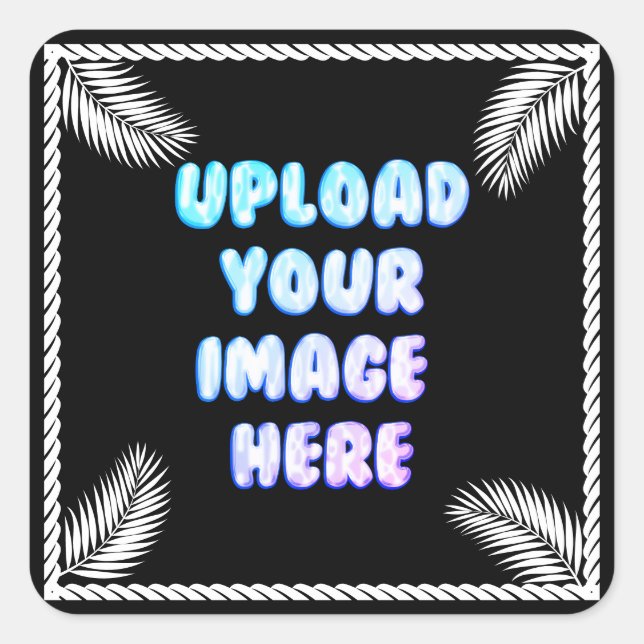 Pegatina Cuadrada Black Classic Round Sticker with a Business Logo (Anverso)